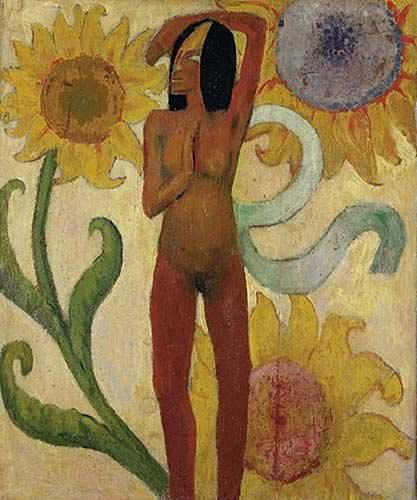 Paul Gauguin Caribbean Woman, or Female Nude with Sunflowers oil painting image